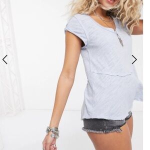 We the Free by Free People Sweetness Tee Top size XS Short Sleeve Light Blue